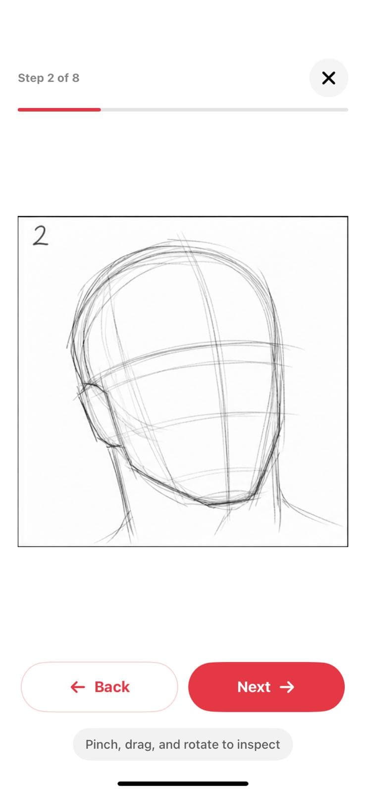 Step 2 Loomis drawing guide with early head construction
