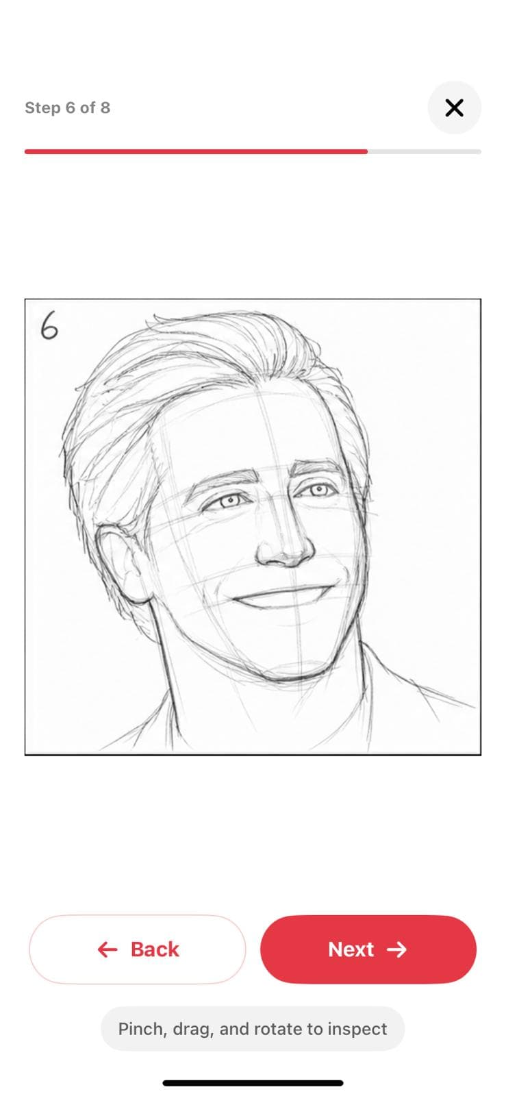 Sketch Steps guided drawing step with navigation controls